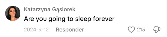 Comment on sleepmaxxing trend: "Are you going to sleep forever" with likes and replies.