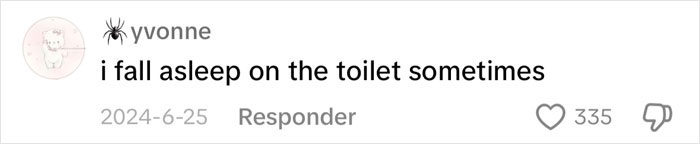 A comment by yvonne on viral sleepmaxxing trend about falling asleep on the toilet.