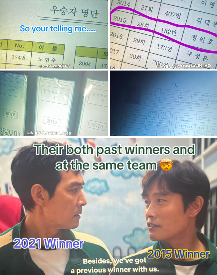 Clues and Easter eggs from Squid Game 2 reveal past winners from 2015 and 2021 on the same team.