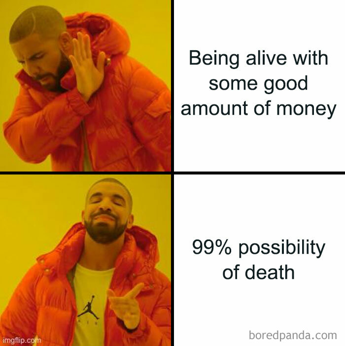 Drake meme comparing life choices, referencing Squid Game 2 memes.