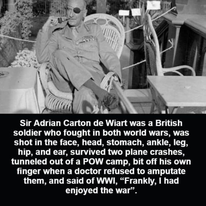 Man with an eye patch in a relaxed pose, linked to fascinating facts about historical figures.