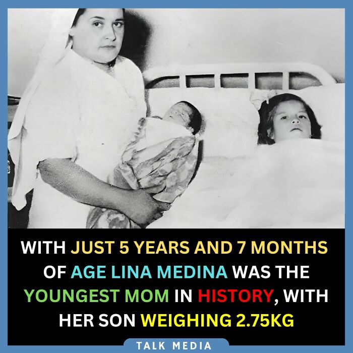 Historical photo depicting a young mother with a nurse, illustrating fascinating facts.