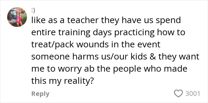Gen Z comment expressing lack of sympathy for CEOs, focusing on workplace safety concerns for teachers. Gen Z comment expressing lack of sympathy for CEOs, focusing on workplace safety concerns for teachers.