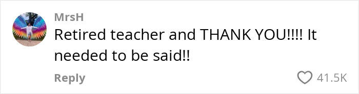 Comment saying "Retired teacher and THANK YOU!!!! It needed to be said!!" with 41.5K likes, discussing Gen Z views. Comment saying "Retired teacher and THANK YOU!!!! It needed to be said!!" with 41.5K likes, discussing Gen Z views.