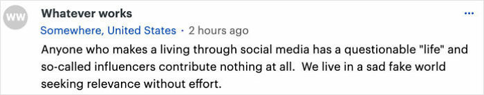 Comment expressing outrage at influencers for misleading social media content.