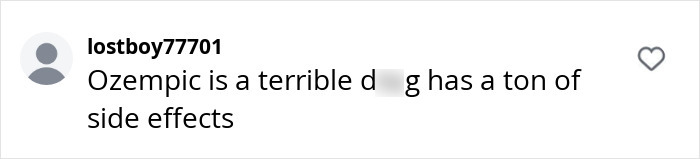 Comment criticizing Ozempic for severe side effects.