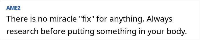 Text noting the importance of research before using products, emphasizing there's no "miracle fix.