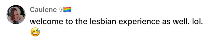 Comment on dating profile experience, with user avatar and emoji.