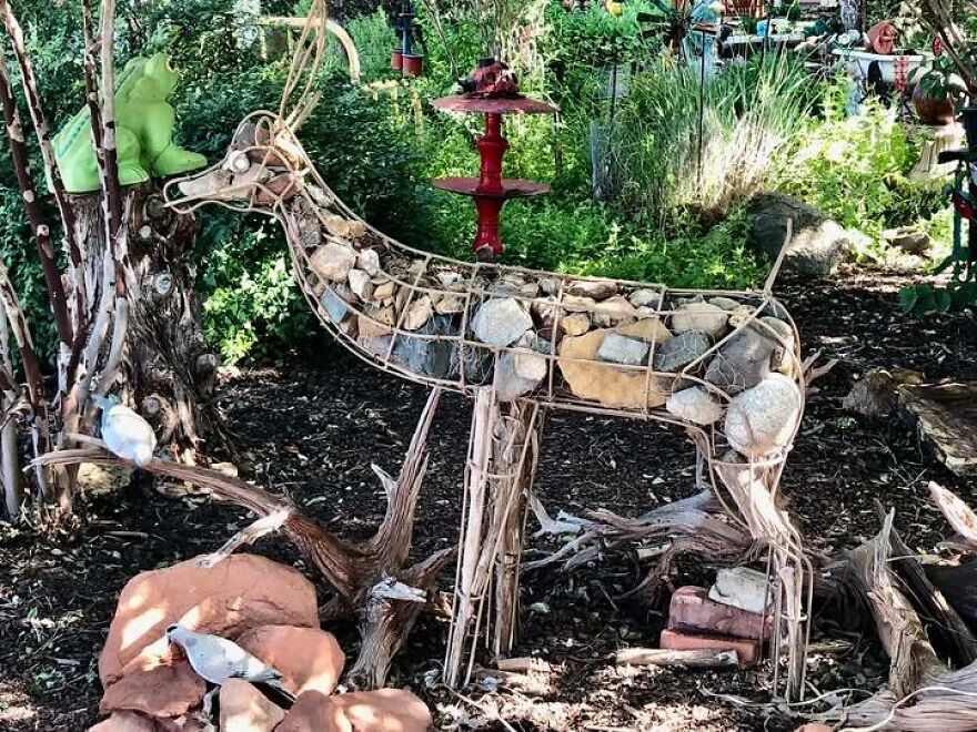 A Christmas Deer I Found St A Junk Store.removed The Lights And Added The Rocks For Yard Art.i Love Him