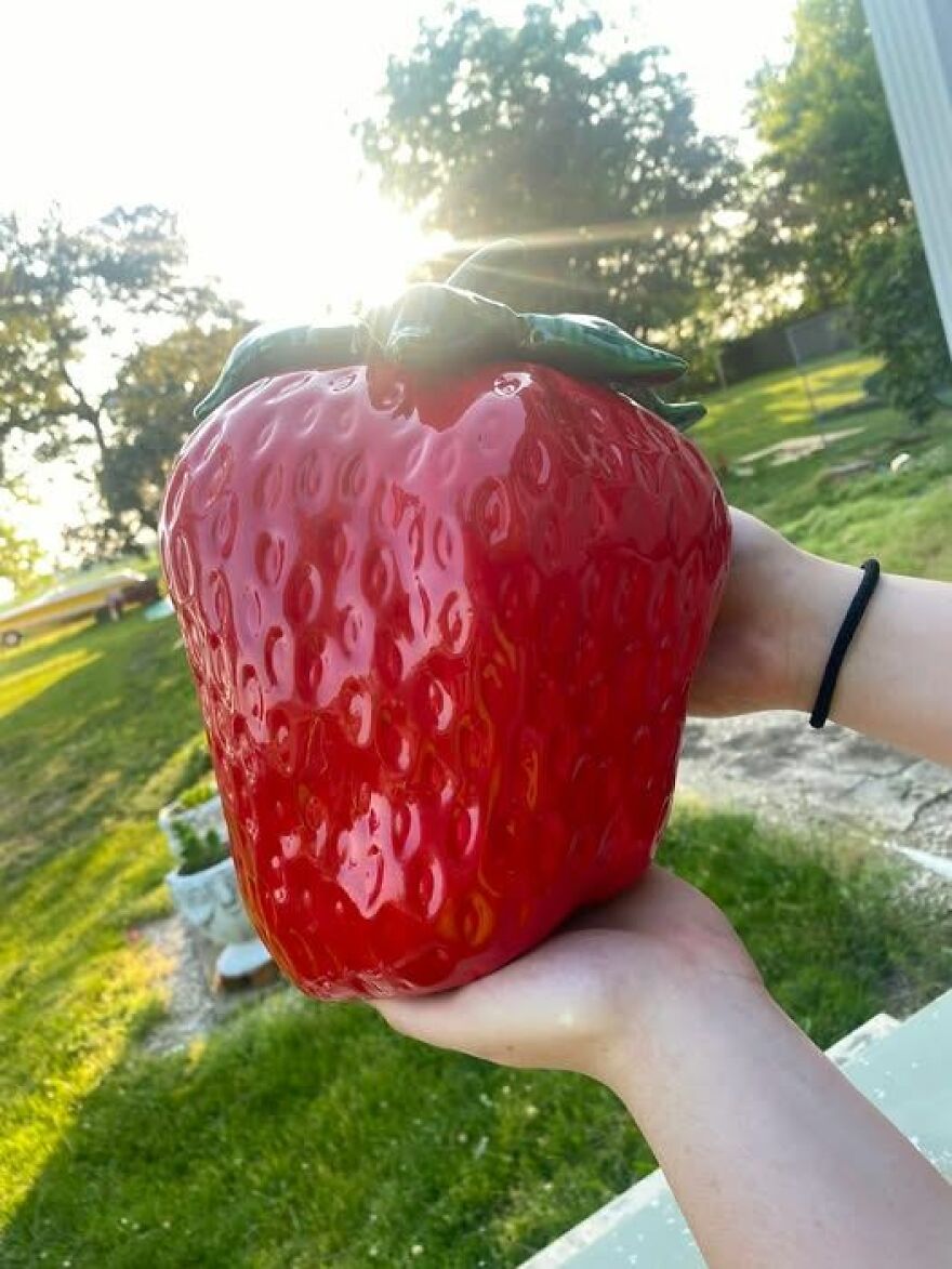 Found This Today At A Garage Sale! Brand New Still Had Original Box It's A Vintage Cookie Jar! It Matches My Vintage Mccoy Strawberry Tea Set, So Im Happy I Scored This I Think Its Unique