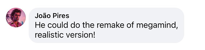 Comment about man likened to Megamind after hair transplant. Comment about man likened to Megamind after hair transplant.