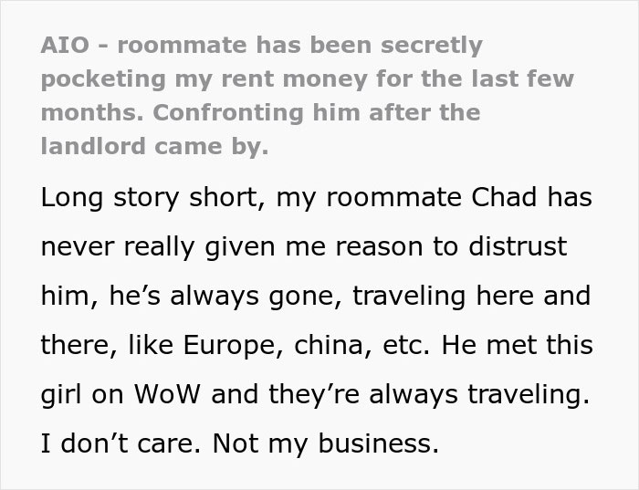 Roommate secretly takes rent money, confrontation follows after landlord's visit. Roommate secretly takes rent money, confrontation follows after landlord's visit.