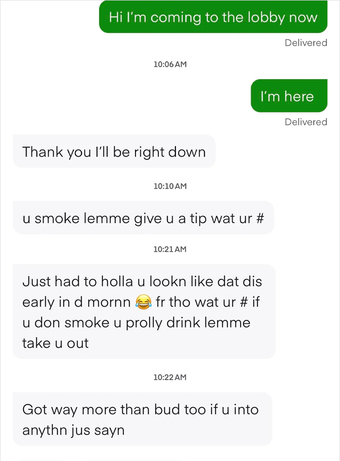 Text exchange showcasing surprising messages seen by Instacart shoppers.