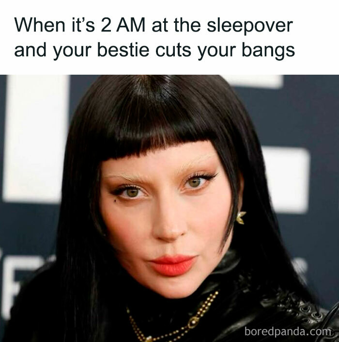 Person with unique hairstyle, humorously resembling 2025 Grammys reactions meme.