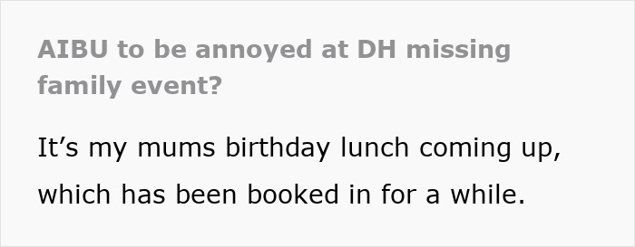 Text discussion about missing a family event for sports, mentioning mum's birthday lunch.