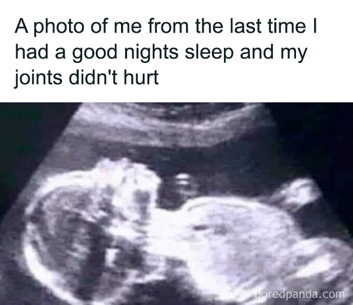 Ultrasound with a humorous caption about a good night's sleep reflecting dad's humor.