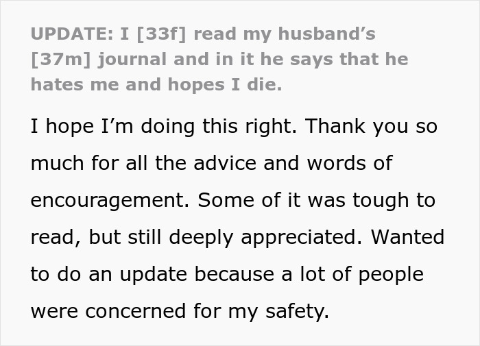 Text reveals husband's evil hopes; wife terrified and leaves. Text reveals husband's evil hopes; wife terrified and leaves.