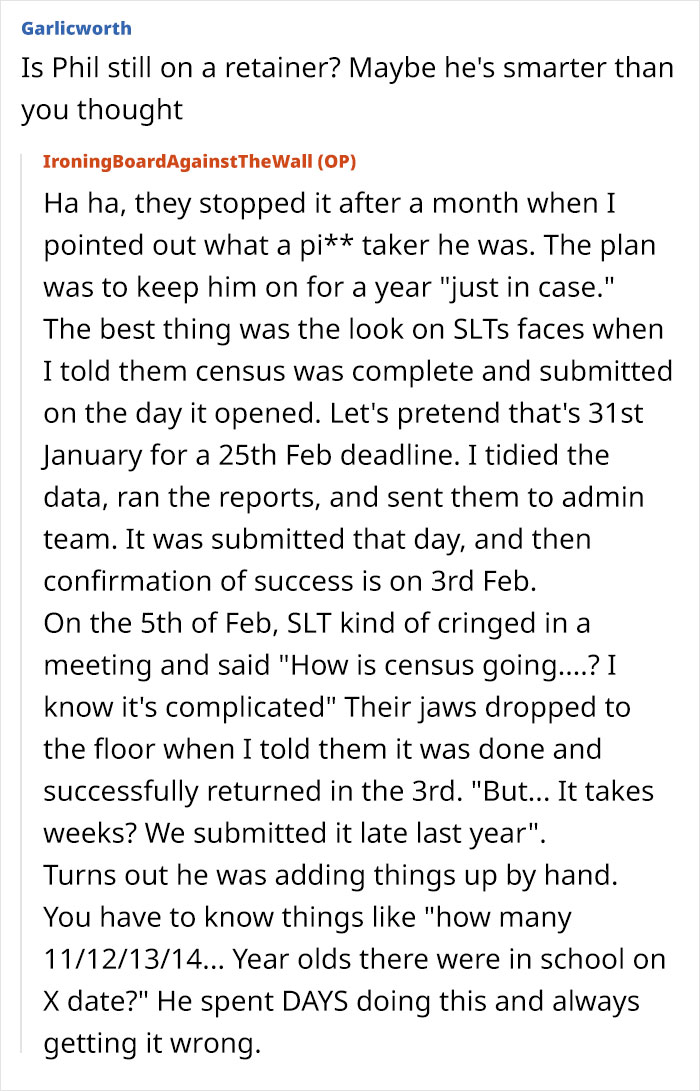 Text conversation about a job automation story, focusing on a reaction to completed work.