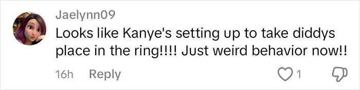Comment speculating about Kanye's behavior at Bianca Censori's afterparty song event.