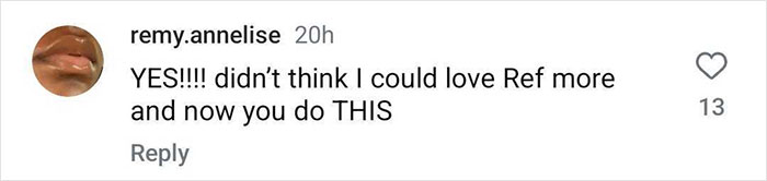 Comment praising Pete Davidson's Reformation campaign, expressing excitement and surprise.