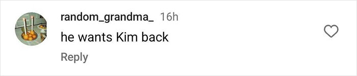 Comment under Pete Davidson's Reformation campaign post reads, "he wants Kim back," with heart icon visible.