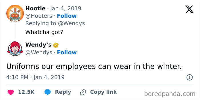 Hooters and Wendy's exchange sharp words about winter uniforms on Twitter.