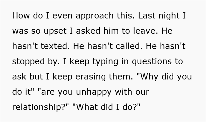 Text: A woman's frustrated message about relationship struggles, seeking support after her novel planning was erased by her boyfriend.
