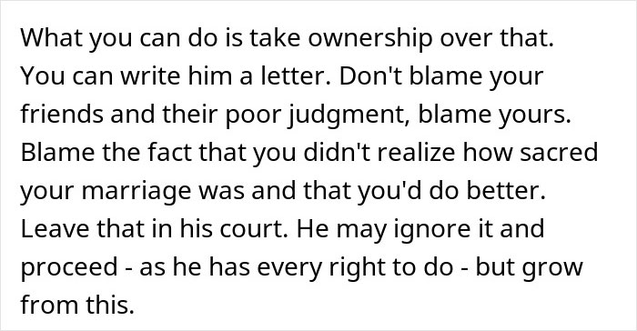 Text advising on marriage ownership and handling relationships responsibly.