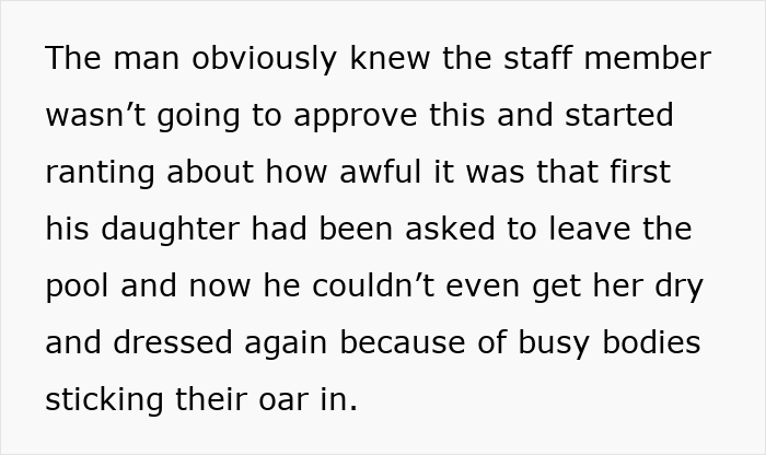 Text discussing a man's frustration over changing room access for his daughter.