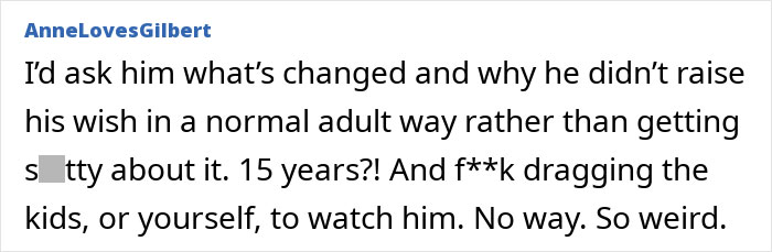 Comment discussing husband&rsquo;s anger over wife's involvement in his football hobby.