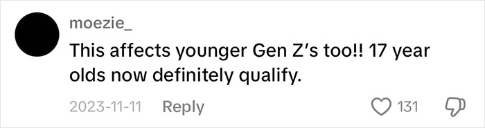 Comment discussing how "iPad Kids" affects younger Gen Z and 17-year-olds.
