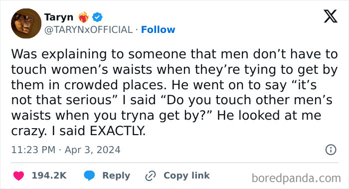 A social media post advocating for social justice on respectful personal space in crowded areas.