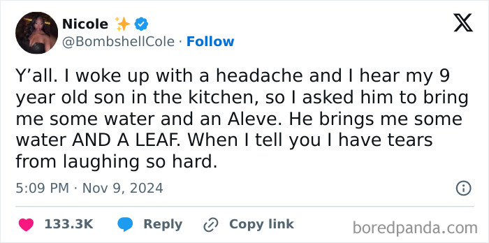 Tweet humorously celebrating Black culture with a mom recounting a funny misunderstanding with her son.