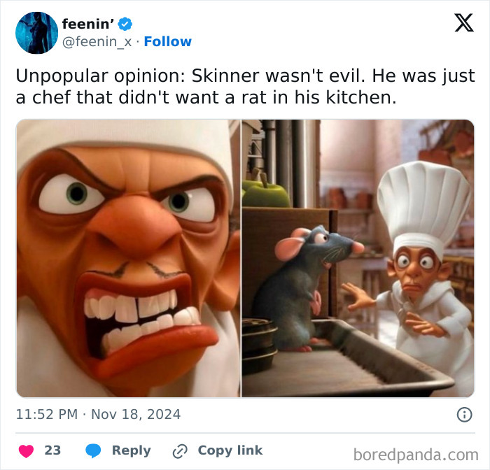 Funny meme showing a frustrated chef confronting a rat in the kitchen.