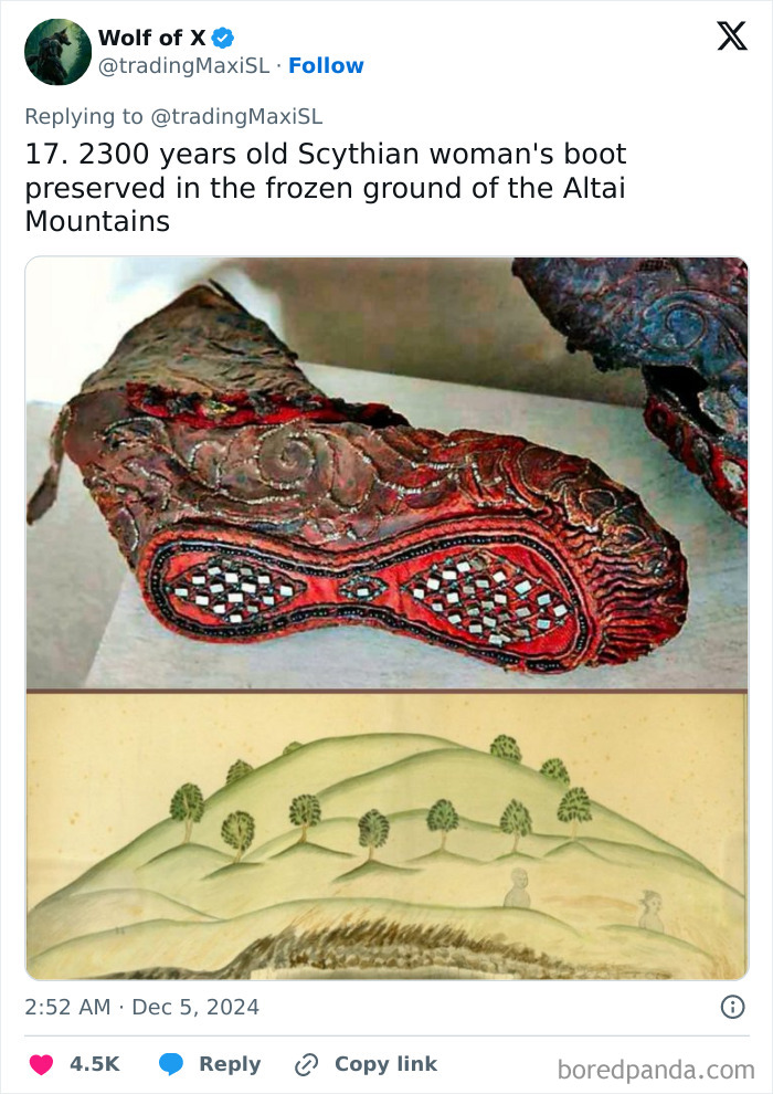 Scythian woman's ancient boot discovered in Altai Mountains.