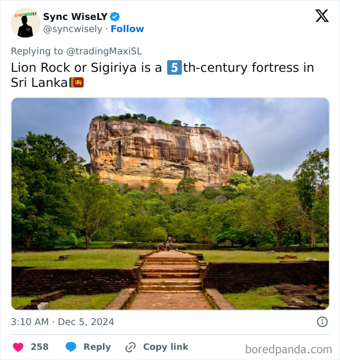 Sigiriya, a fascinating archaeological find, is a 5th-century fortress in Sri Lanka surrounded by lush greenery.
