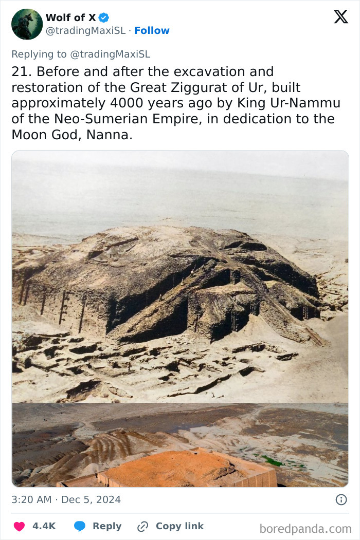 Great Ziggurat of Ur, before and after excavation, showcasing fascinating archaeological finds in ancient Mesopotamia.