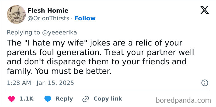Tweet expressing Millennial complaints about outdated relationship jokes.