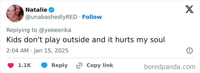 Tweet expressing honest millennial complaints about kids not playing outside.