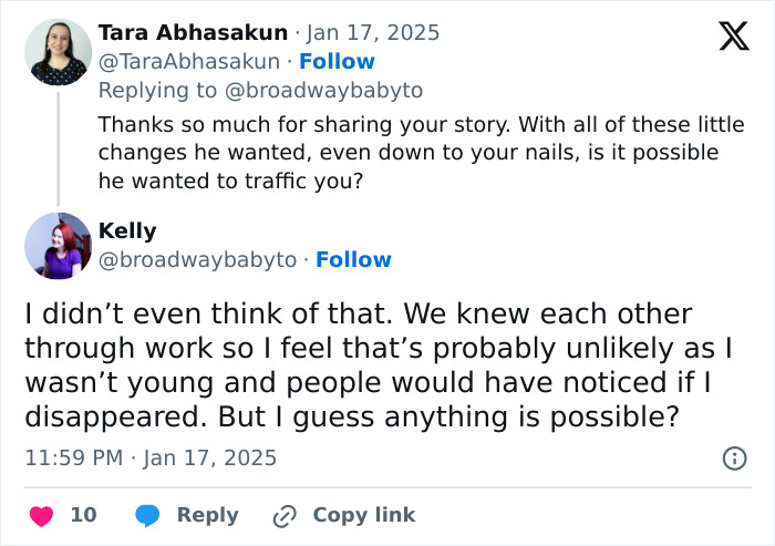 Twitter conversation discussing demands about changing looks, one person questions the intentions behind these demands. Twitter conversation discussing demands about changing looks, one person questions the intentions behind these demands.