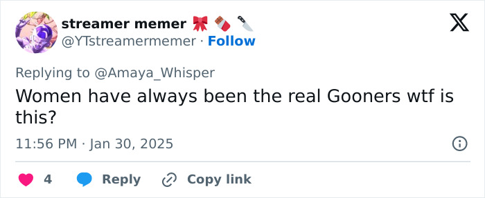 Tweet reaction to period tracker in mobile game causing debate.