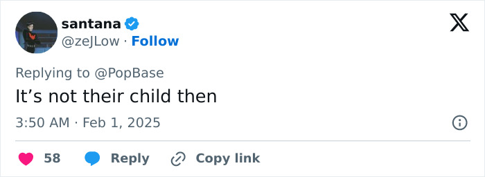 Tweet responding to Lily Collins' surrogacy news, saying "It’s not their child then. Tweet responding to Lily Collins' surrogacy news, saying "It’s not their child then.