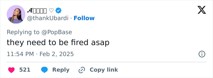 Tweet expressing discontent, mentioning firing, amid criticism of Grammys reporters snubbing R&B legend. Tweet expressing discontent, mentioning firing, amid criticism of Grammys reporters snubbing R&B legend.