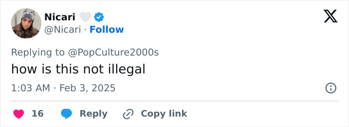 Tweet reacting to Bianca Censori's Grammy 2025 outfit, questioning its legality. Tweet reacting to Bianca Censori's Grammy 2025 outfit, questioning its legality.