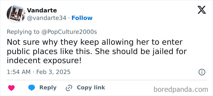 Tweet criticizing Bianca Censori's Grammys look, sparking outrage and debate over public appearance standards. Tweet criticizing Bianca Censori's Grammys look, sparking outrage and debate over public appearance standards.