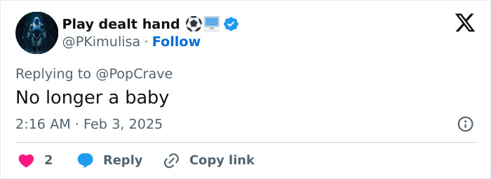 Social media post commenting "No longer a baby" regarding Blue Ivy's appearance. Social media post commenting "No longer a baby" regarding Blue Ivy's appearance.