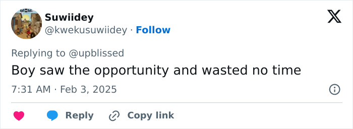 Tweet about a child caught staring at Bianca Censori's outfit at the Grammys; text reads, "Boy saw the opportunity and wasted no time. Tweet about a child caught staring at Bianca Censori's outfit at the Grammys; text reads, "Boy saw the opportunity and wasted no time.