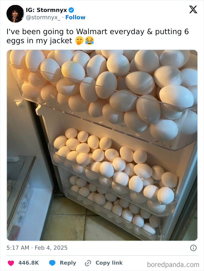 Tweet humorously celebrating Black culture with a fridge full of eggs.