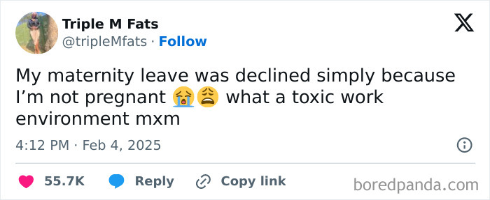 Tweet humorously highlights a toxic work environment, captioned with emojis and liked by 55.7K, celebrating Black culture.