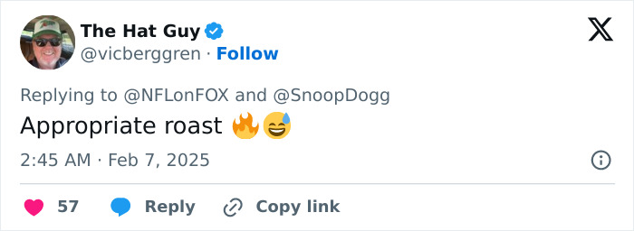 Tweet responding to Snoop Dogg's viral joke about Bill Belichick's girlfriend.